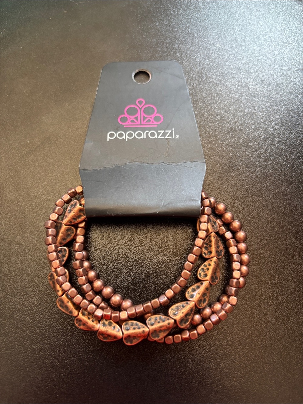 paparazzi Copper-Tone Multi-Strand Beaded Stretch Bracelet